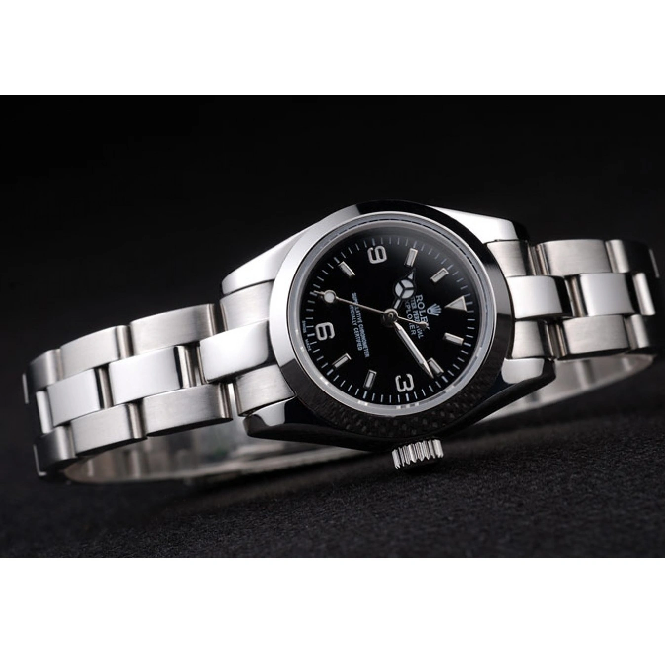 Aaa replica Polished Explorer 98089 Black Stainless Rolex Steel Dial 1013